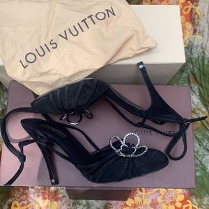 Louis Vuitton Suede Black Swarovski Crystal pumps
